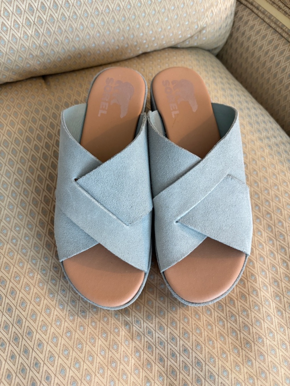 Sorel Light Blue Crisscross Slide Mules - Women
